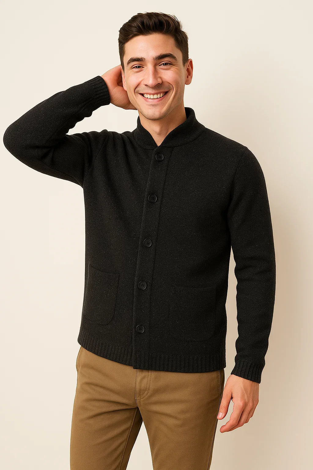 Men's Retro Button-down Cardigan - Black