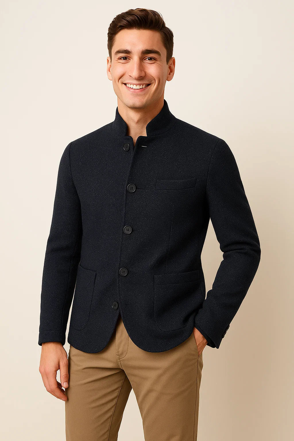 Men's Retro Button-down Cardigan - Marine blue