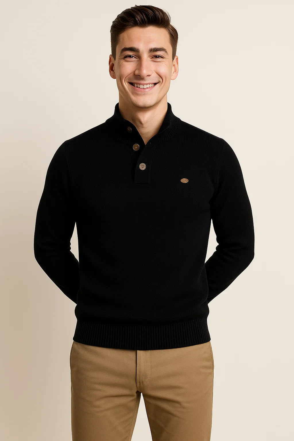 Men's Modern Style Body Fit Sweater - Black