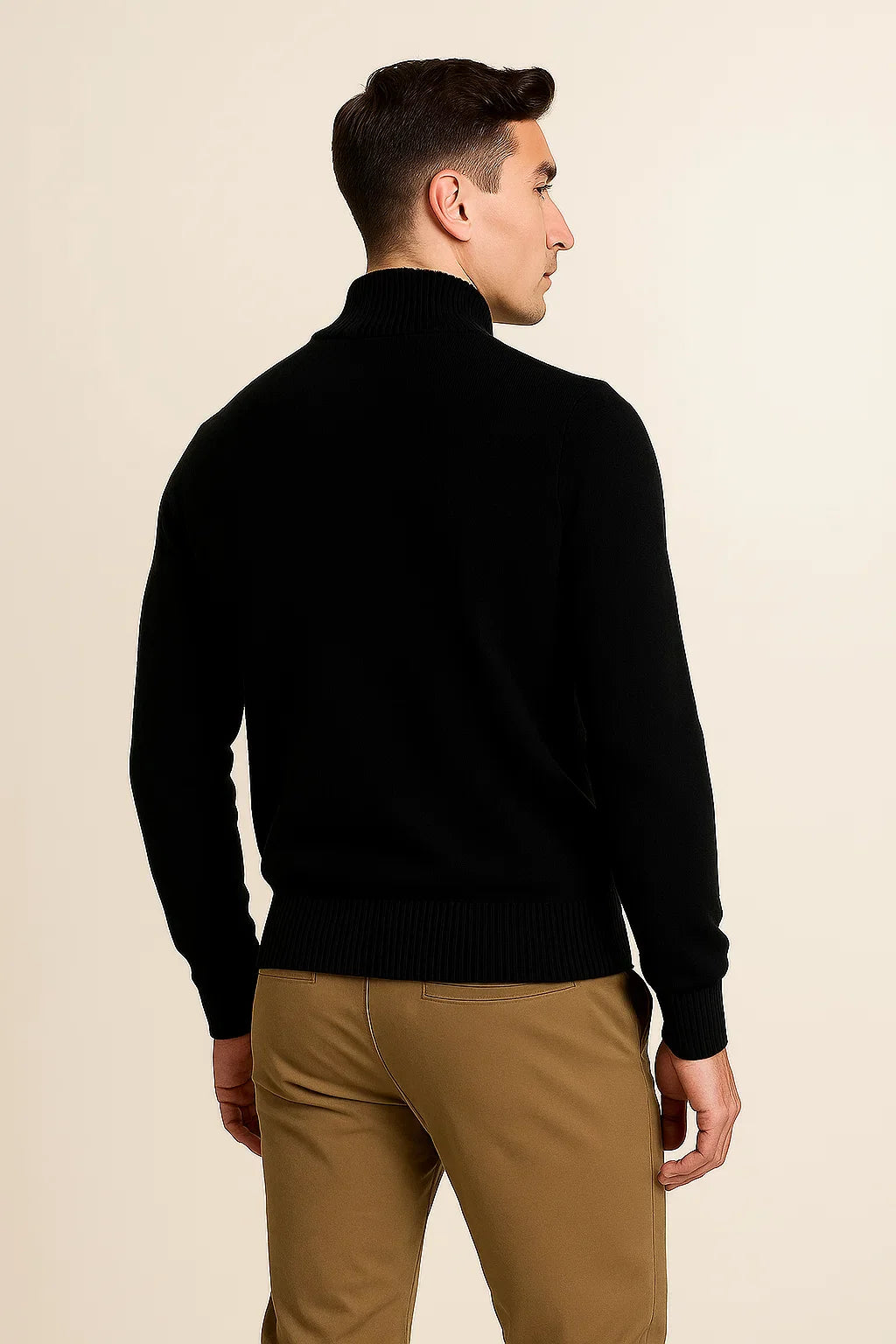 Men's Modern Style Body Fit Sweater - Black