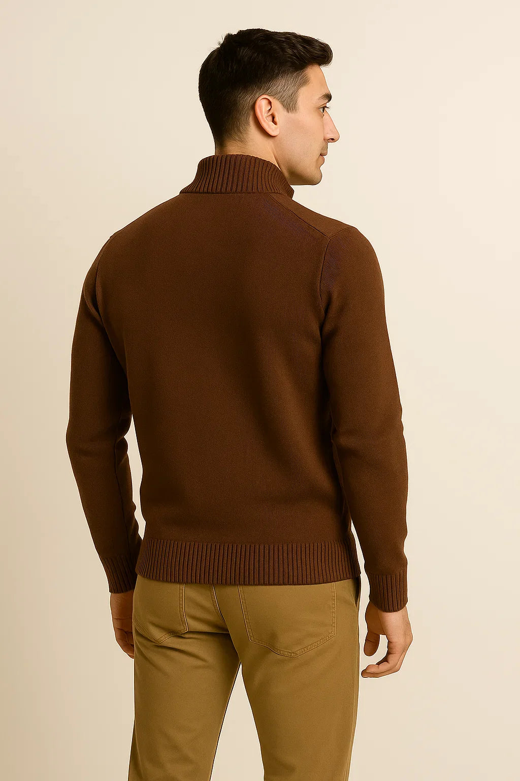 Men's Modern Style Body Fit Sweater - Chocolate Brown