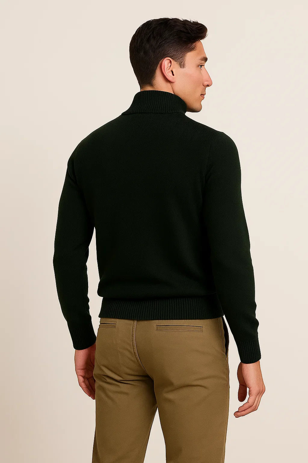 Men's Modern Style Body Fit Sweater - Dark Green