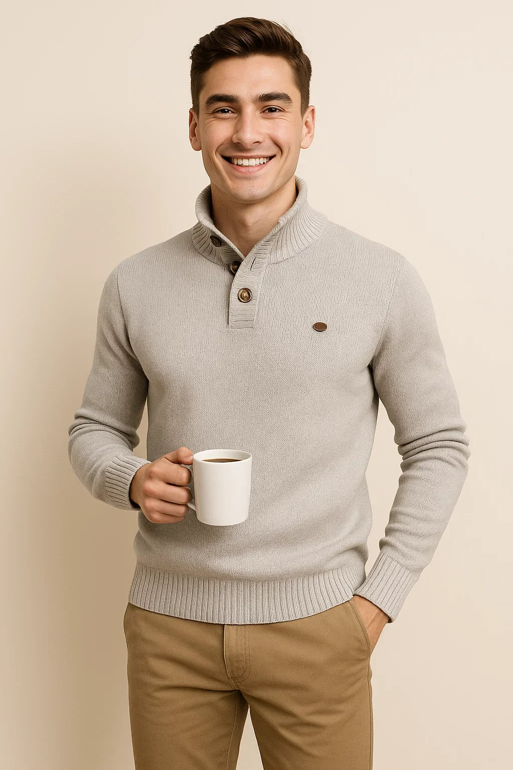 Men's Modern Style Body Fit Sweater - White