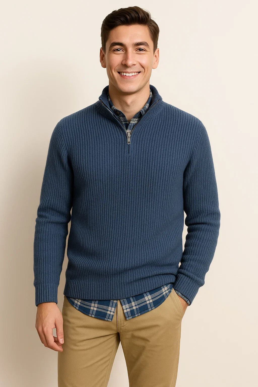 Men's Smart-Casual Business Sweater - Light Blue