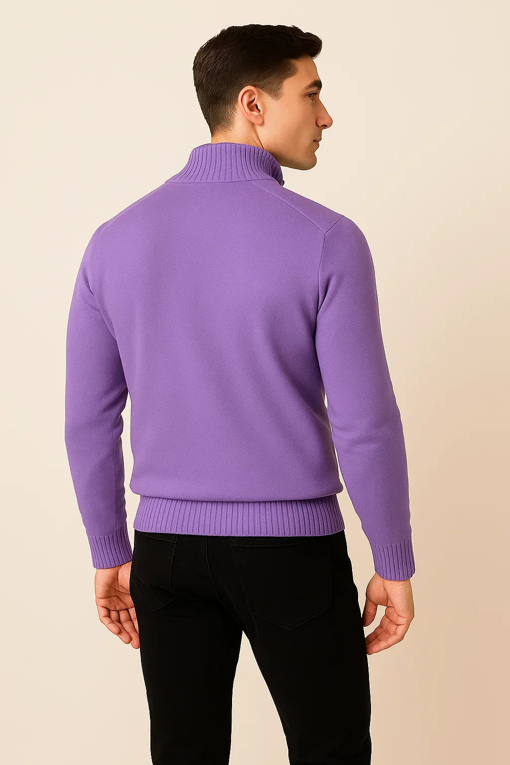 Men's Trendy Smart-Casual Zip-up Sweater - Purple