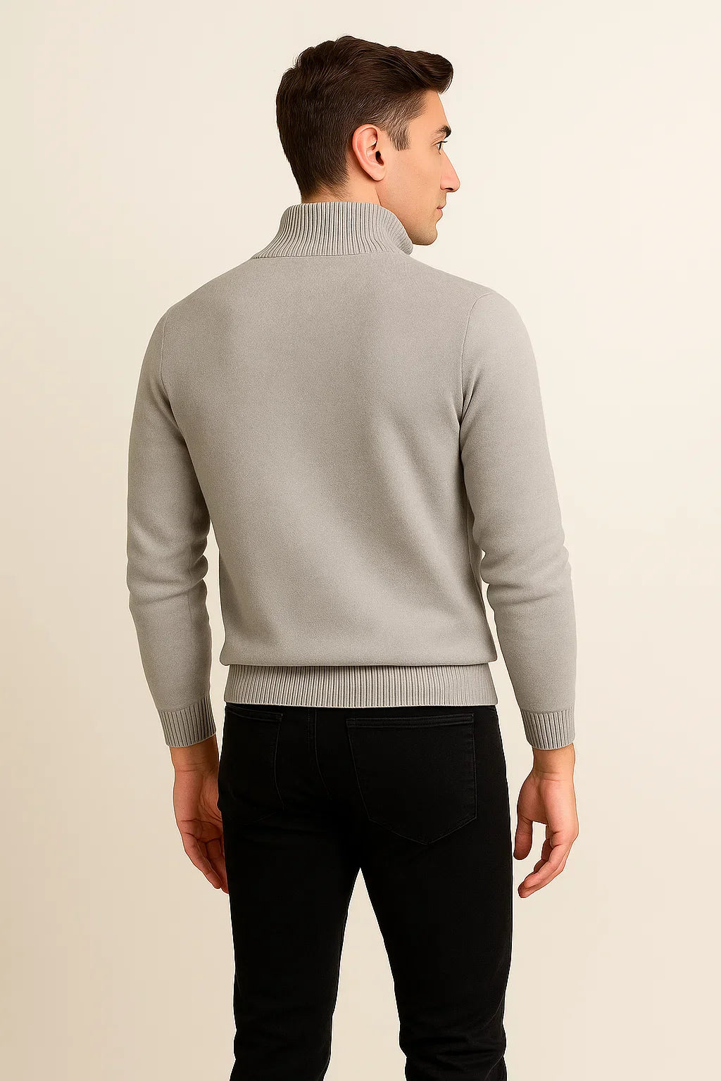 Men's Trendy Smart-Casual Zip-up Sweater - Light Gray