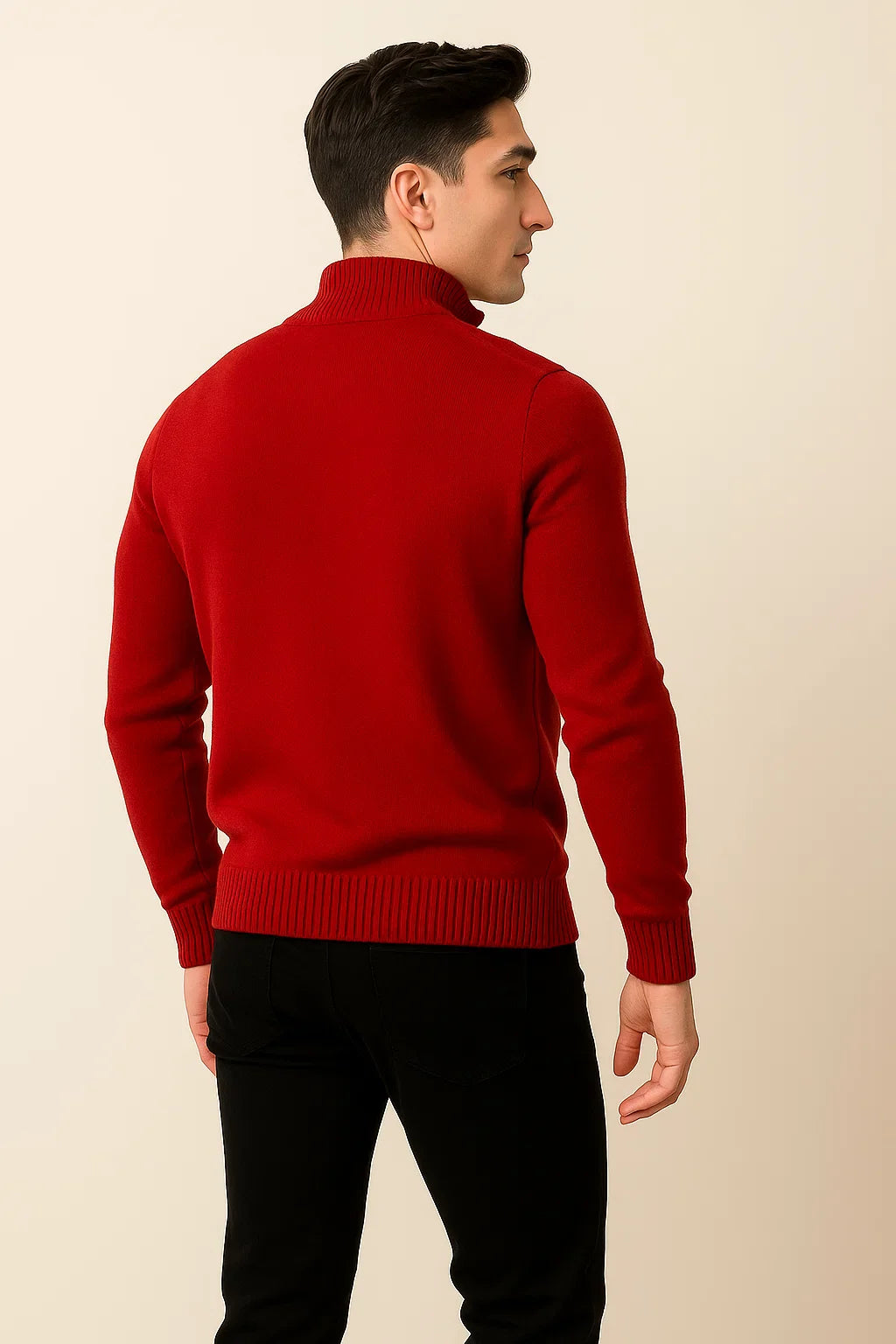 Men's Trendy Smart-Casual Zip-up Sweater - Red