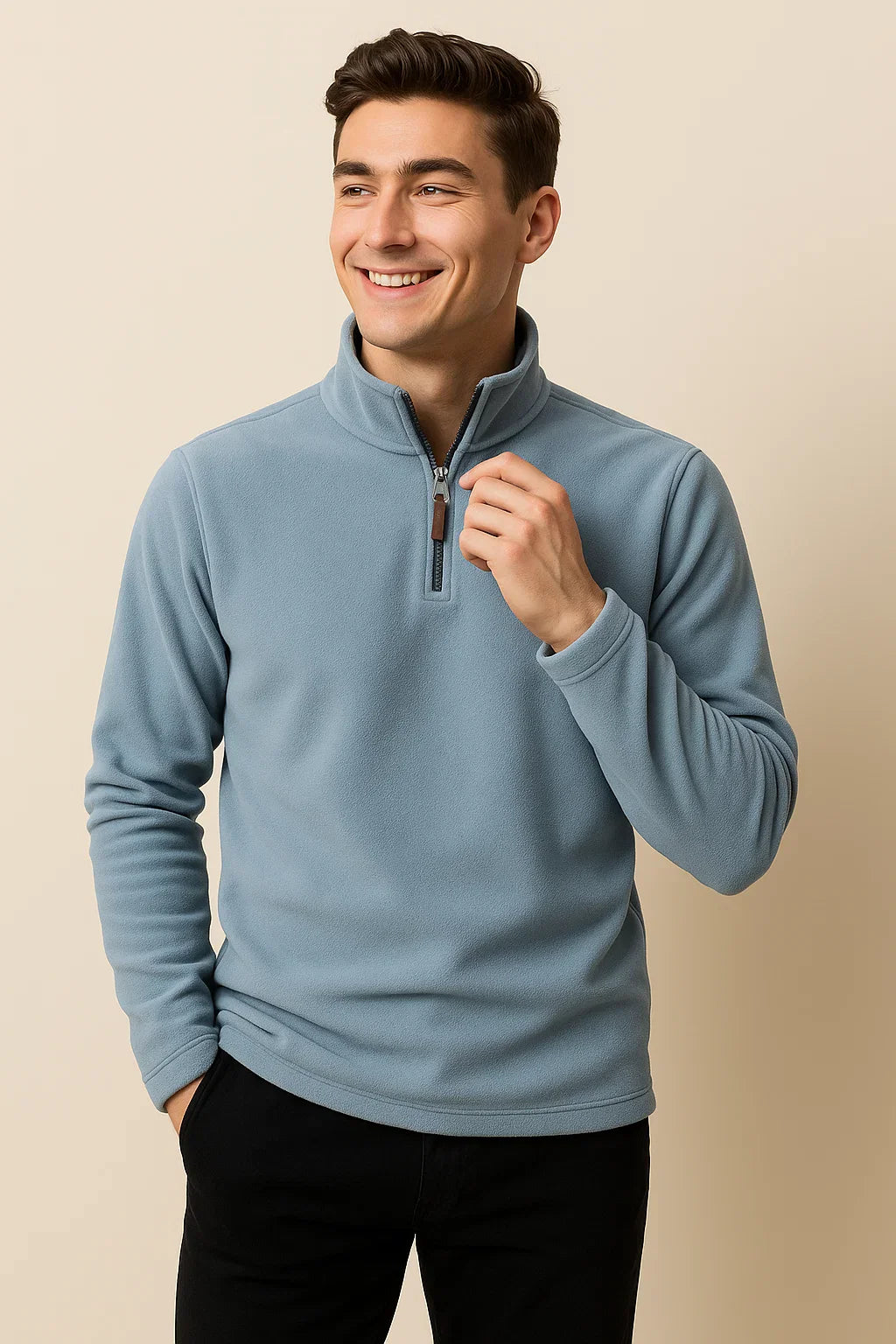Men's Modern Style Fleece Sweater - Light Blue
