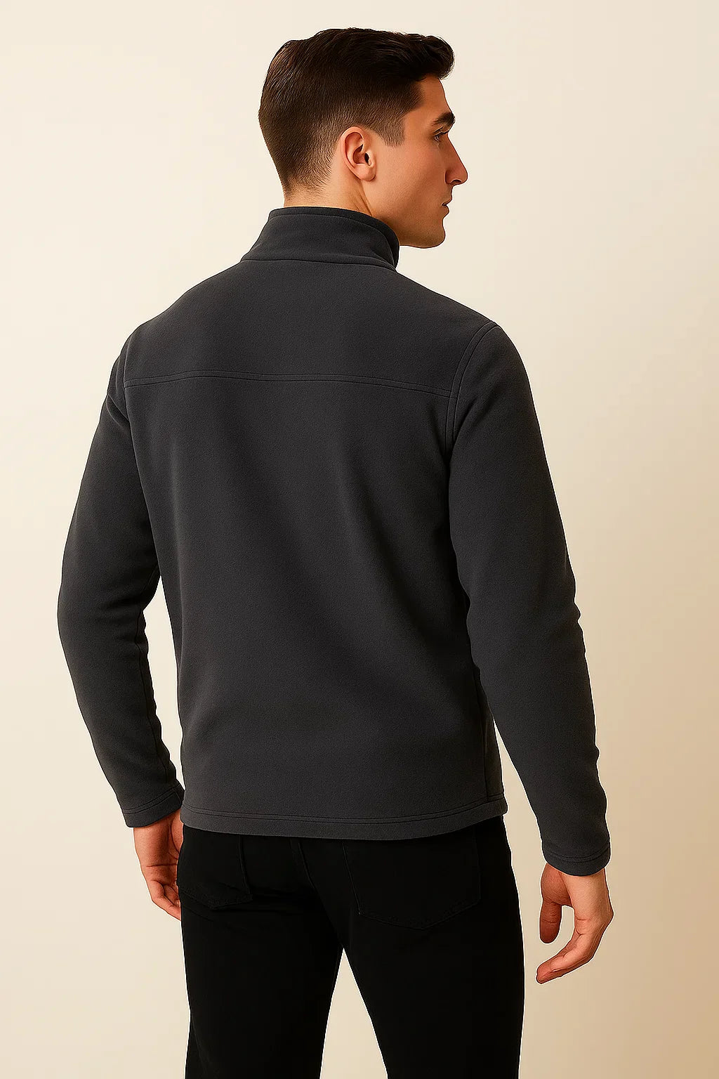 Men's Modern Style Fleece Sweater - Dark Gray