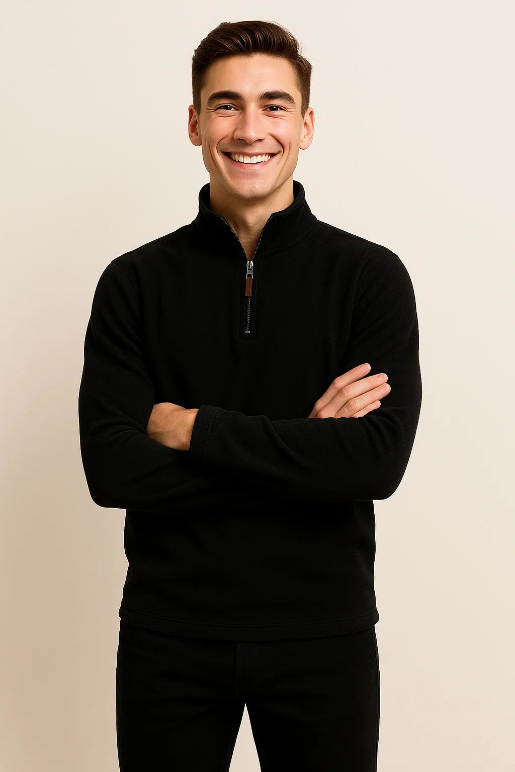 Men's Modern Style Fleece Sweater - Black