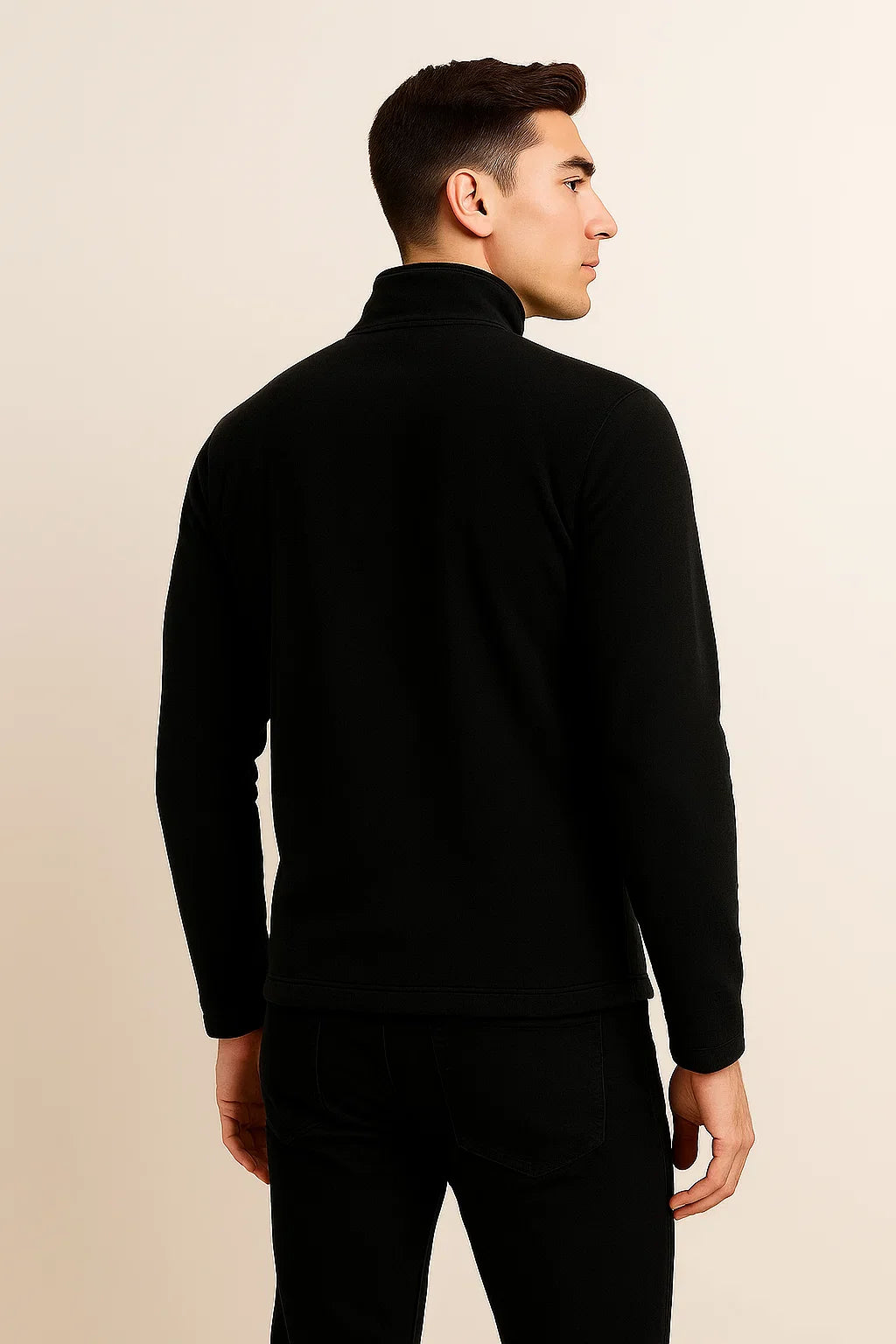 Men's Modern Style Fleece Sweater - Black