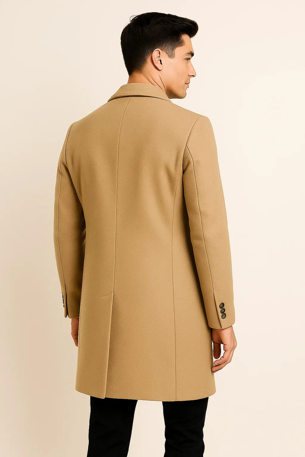 Men's Elegant Winter Long Coat - Cream