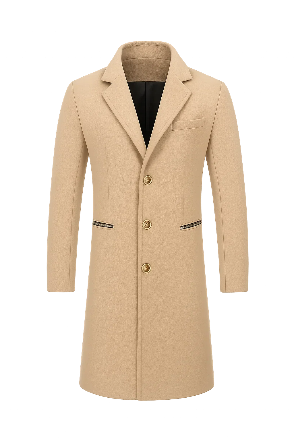 Men's Elegant Winter Long Coat - Cream