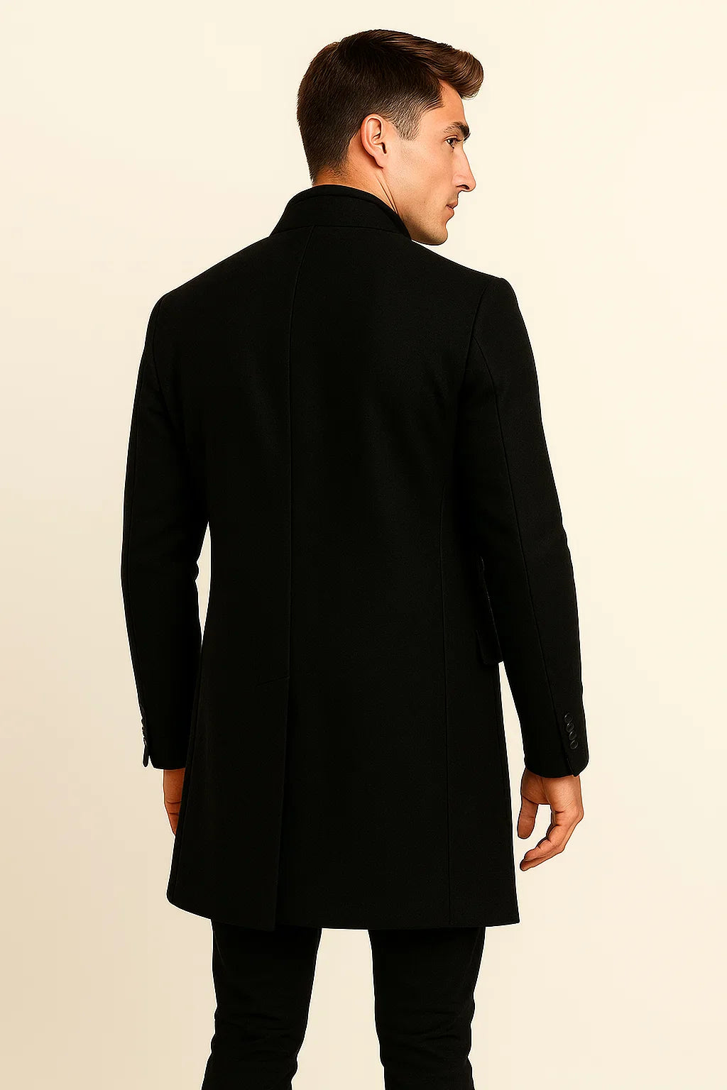 Men's Elegant Winter Long Coat - Black