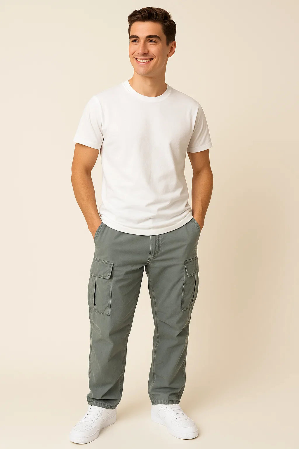 Men's Multifunctional Cargo Pants - Light Gray