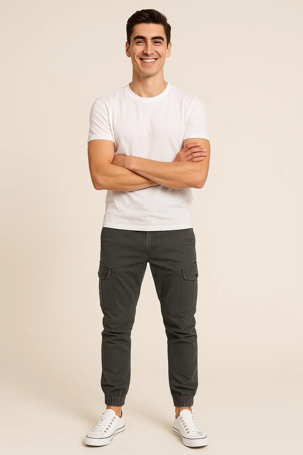 Men's Classic Slim-fit Rugged Cargo Pants - Dark Gray