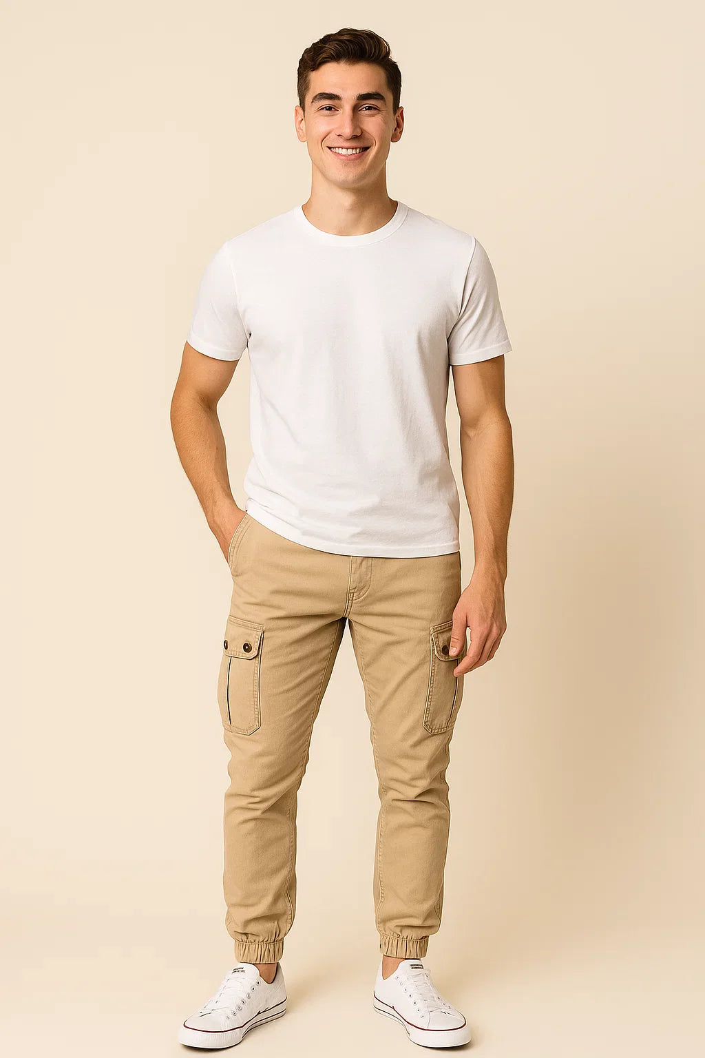 Men's Classic Slim-fit Rugged Cargo Pants - Khaki