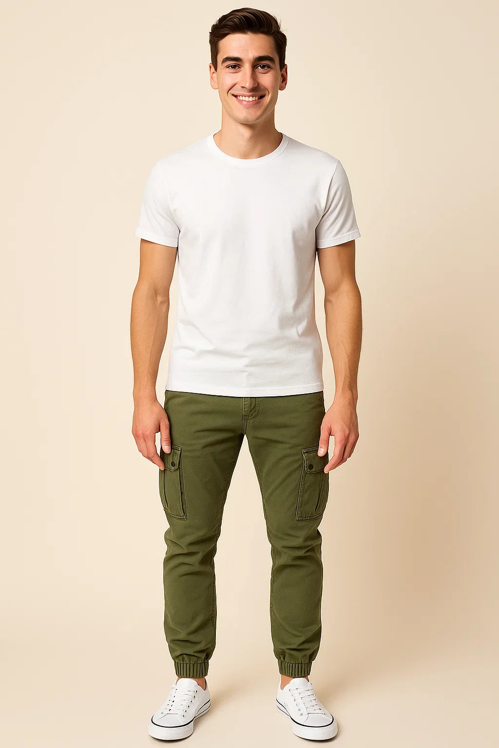 Men's Classic Slim-fit Rugged Cargo Pants - Army Green