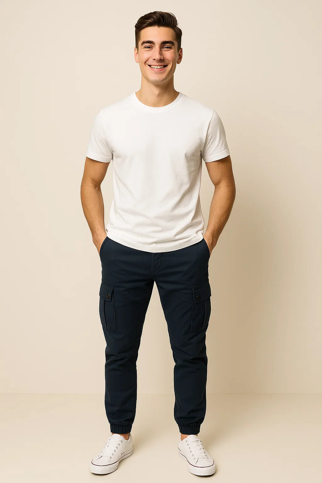 Men's Classic Slim-fit Rugged Cargo Pants - Dark Blue