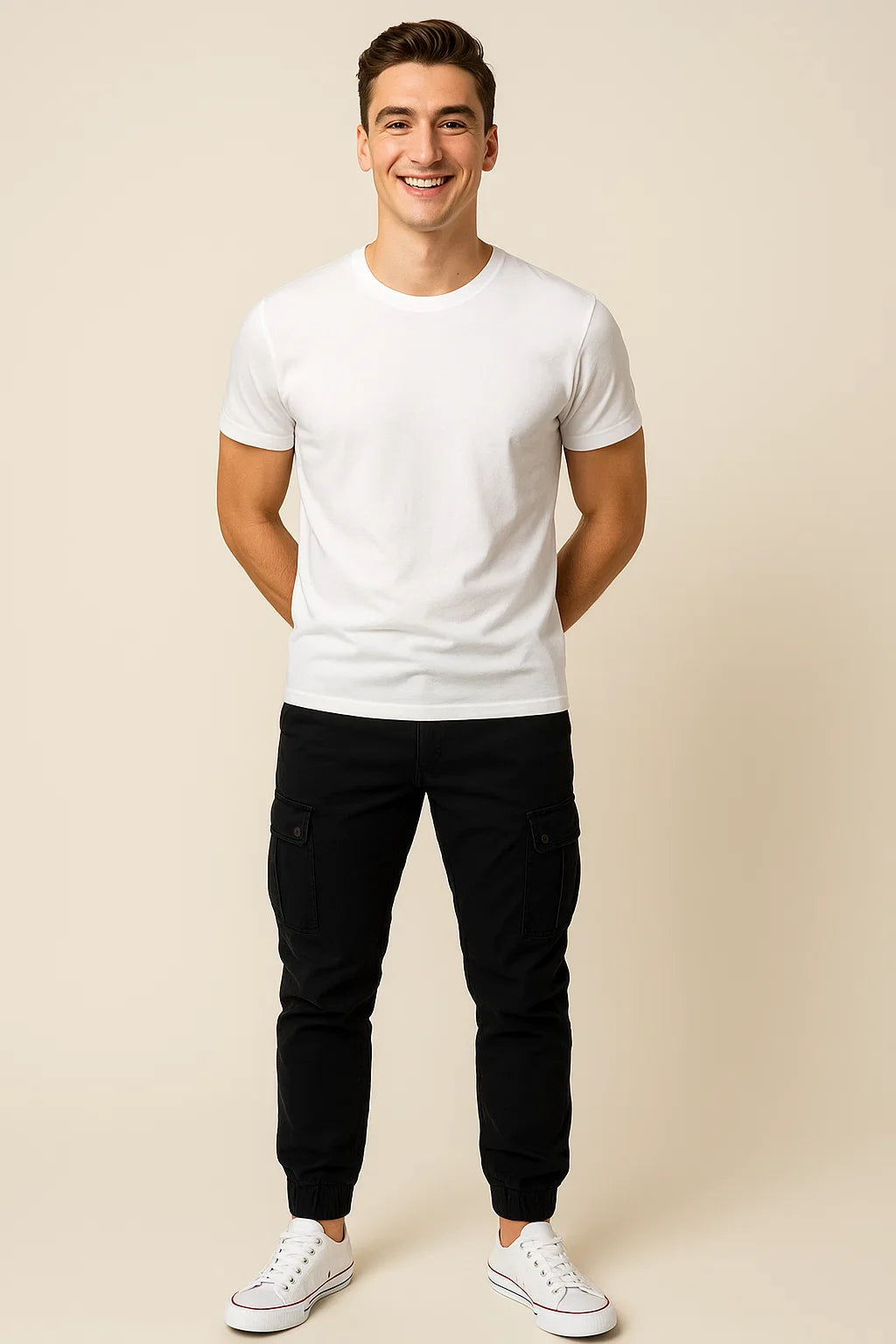 Men's Classic Slim-fit Rugged Cargo Pants - Black