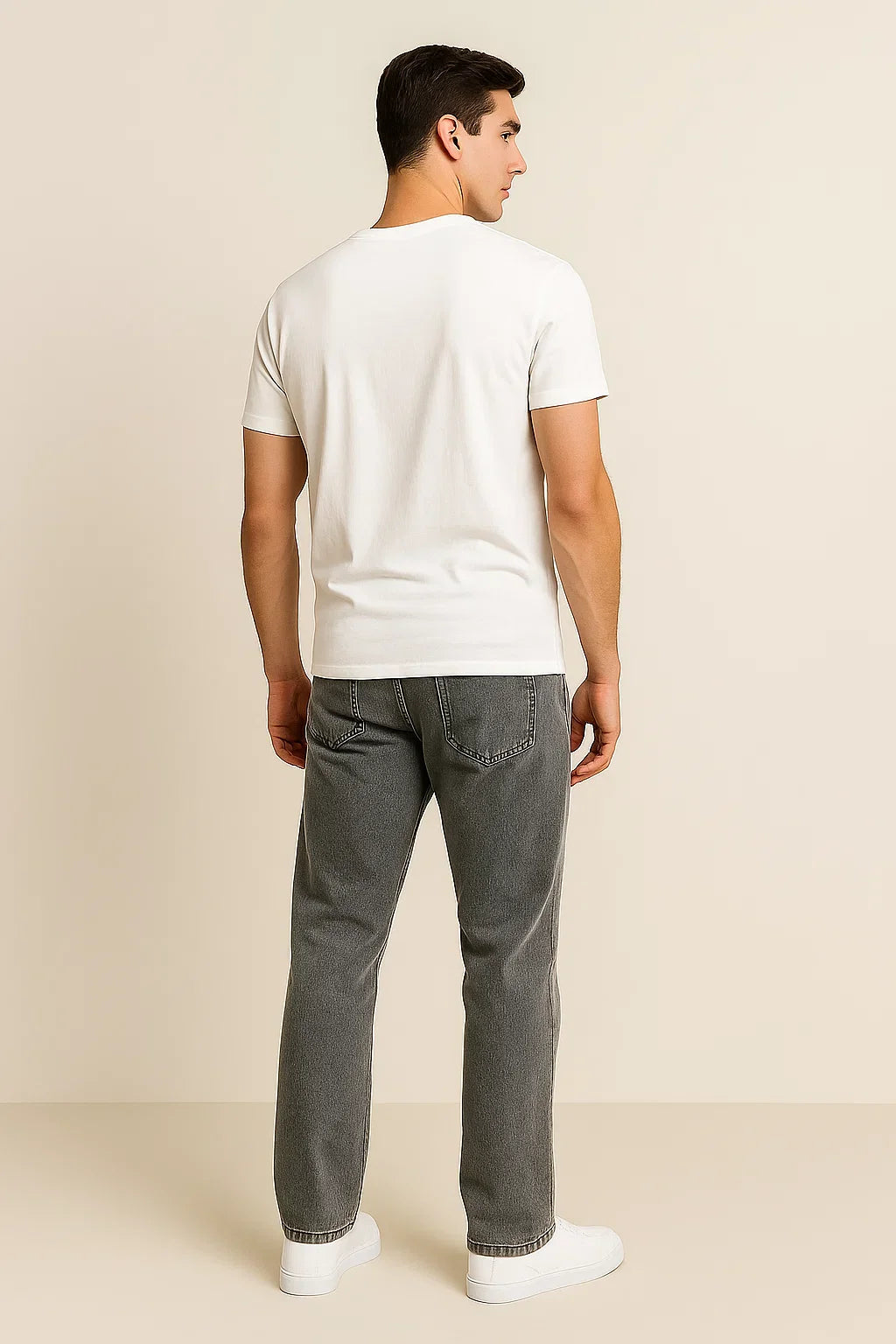 Men's Classic Straight Fit Washed Denim Pants
