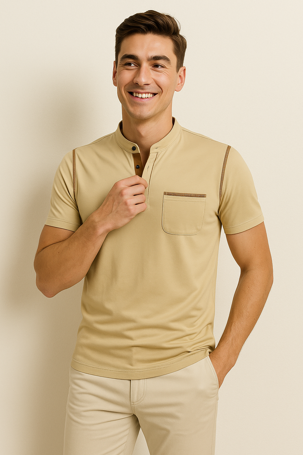 Elegant Smart-Casual Men's Polo – Beige