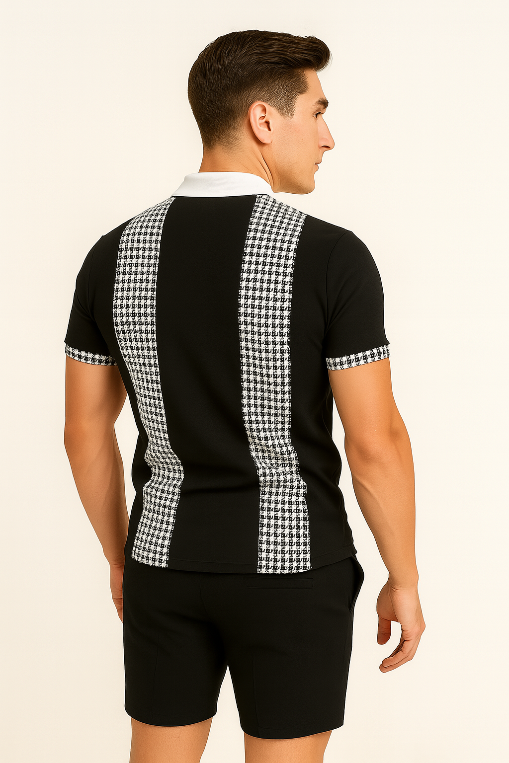 Stylish Men's Set for Summer Black-Striped