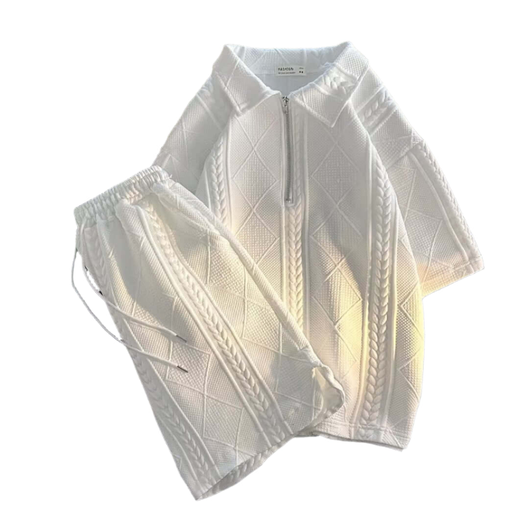 Trendy Men's Short Sleeve Casual Suit – White