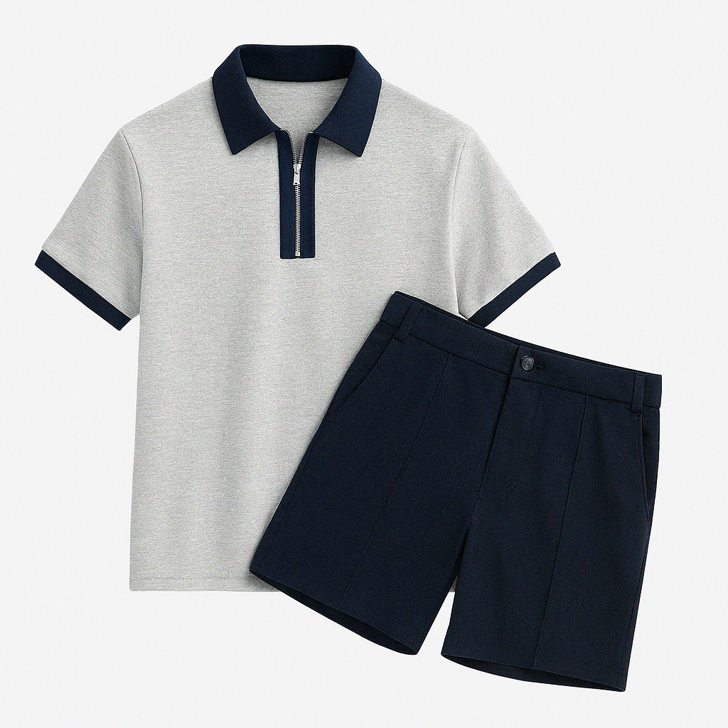 Stylish Men's Set for Summer White-blue