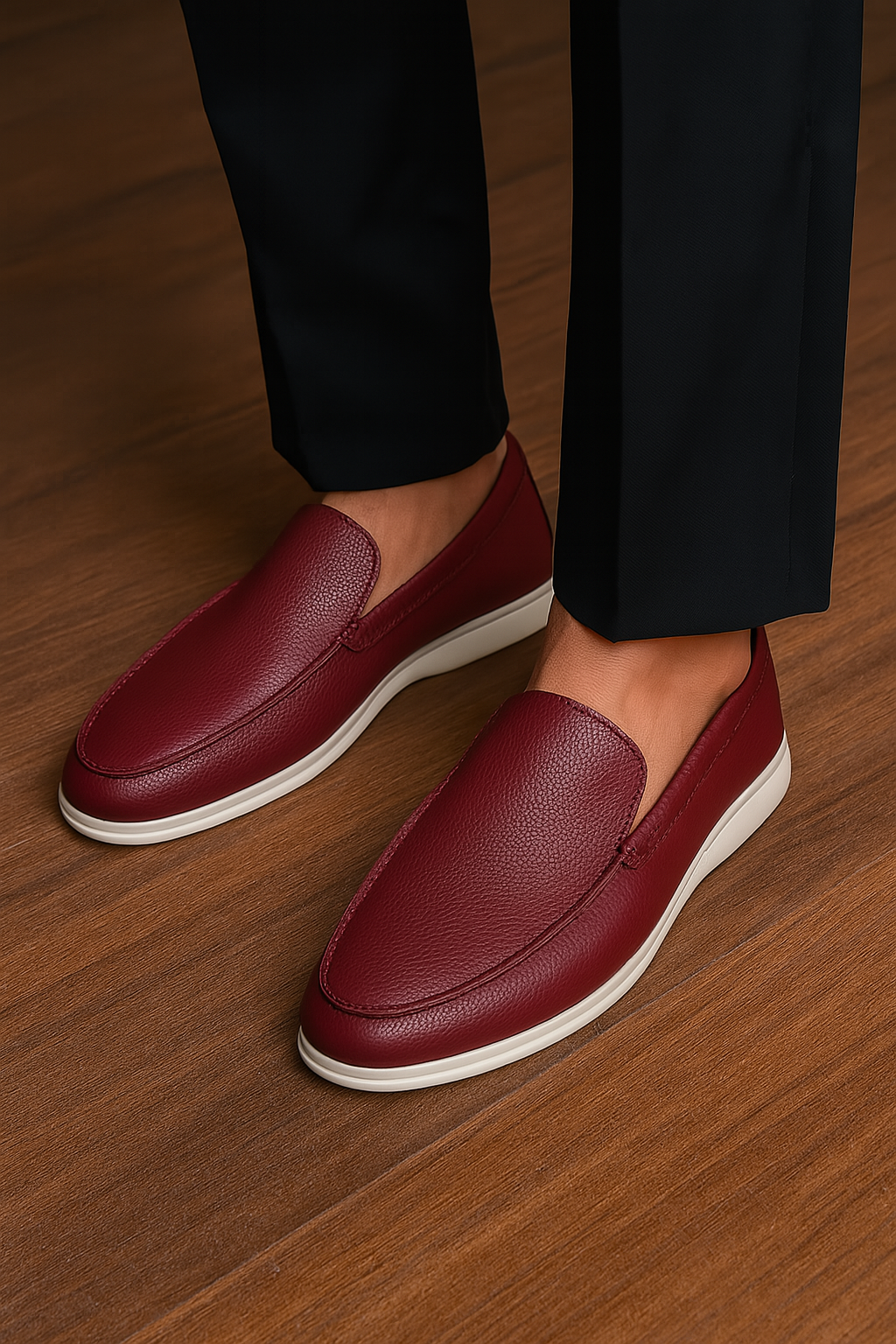 Classic Men’s Slip-on Loafers - Red