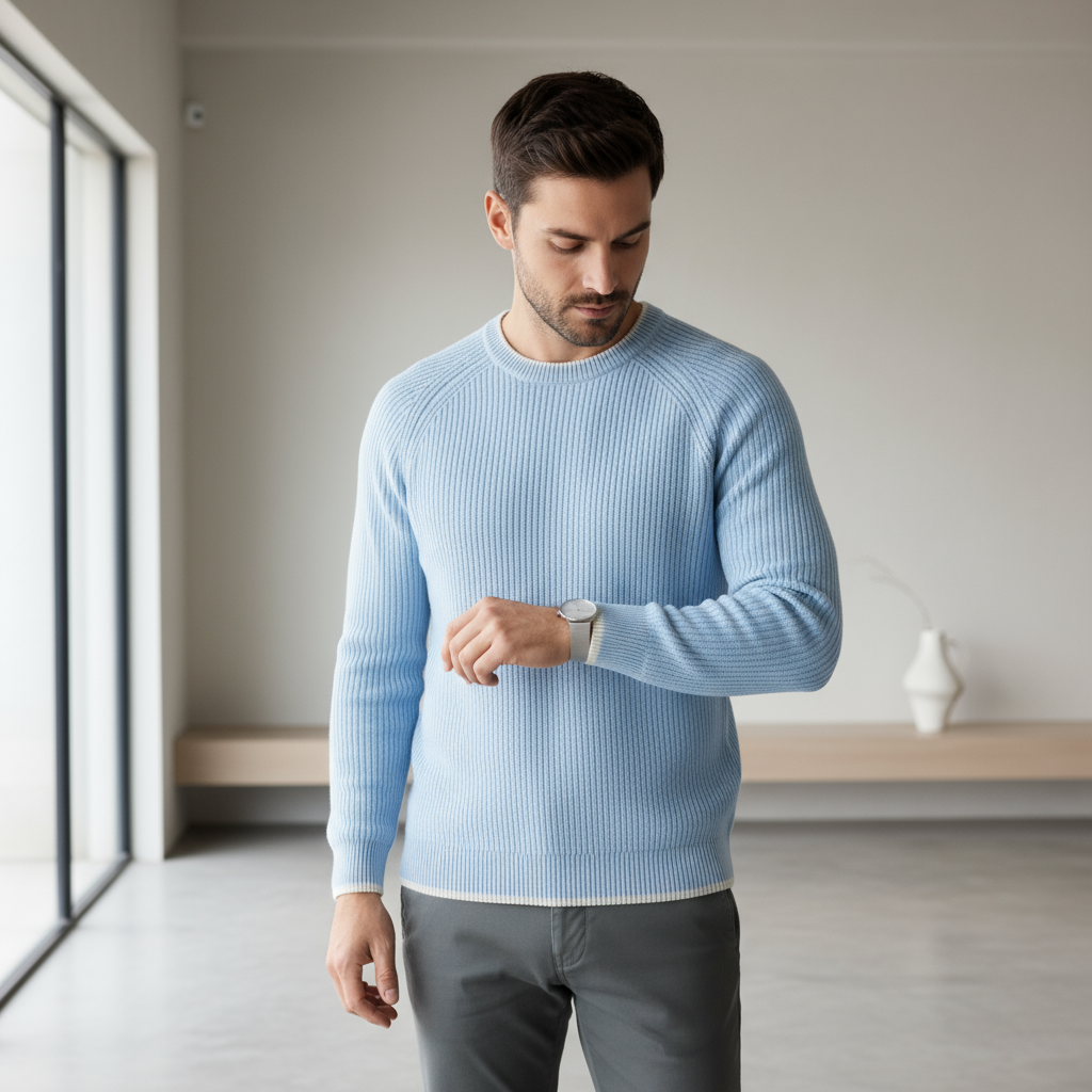 Men’s Crewneck Sweater – Classic Ribbed Design & Timeless Appeal