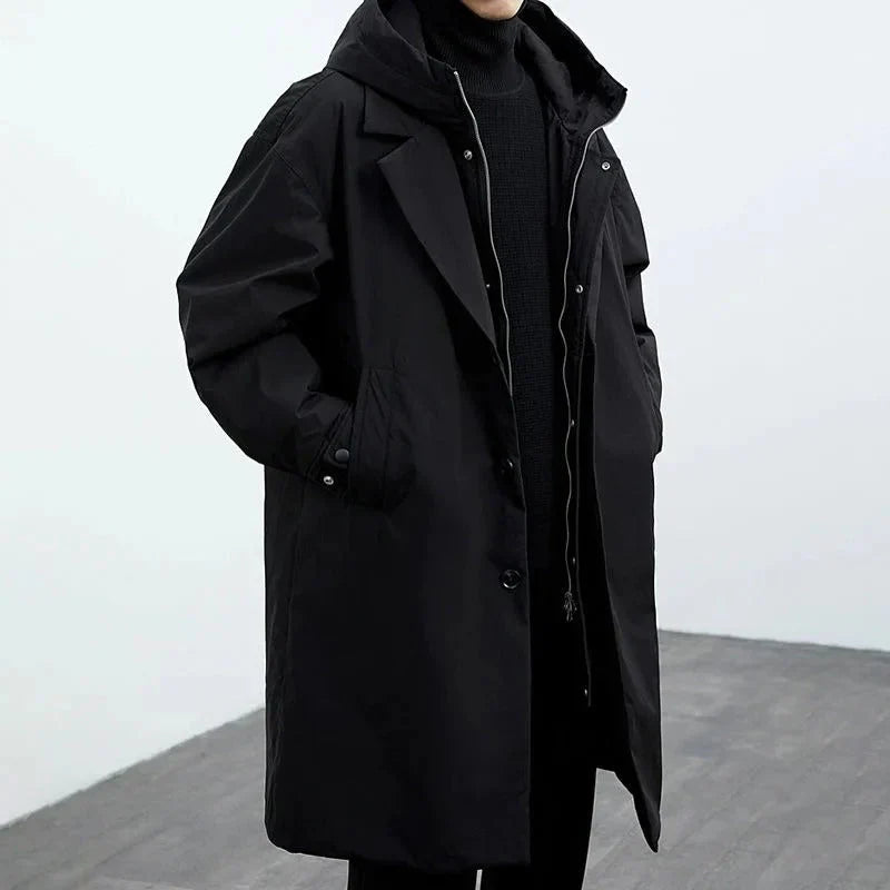 Men’s Classic Trench Coat – Modern Hooded Design for a Refined Urban Look