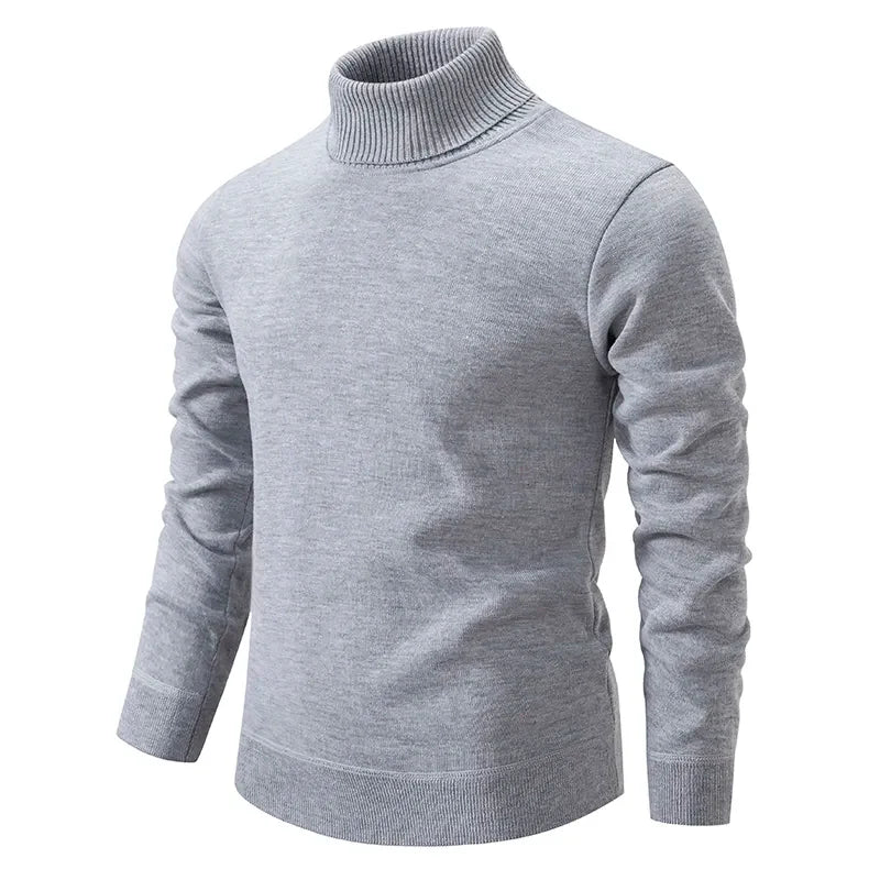 Men's Elegant Turtleneck Sweater - Grey